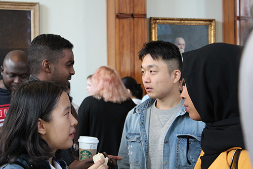 Students at the student induction event