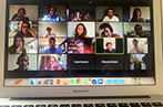 Photo of the computer screen with alumni students from Argentina having an event online
