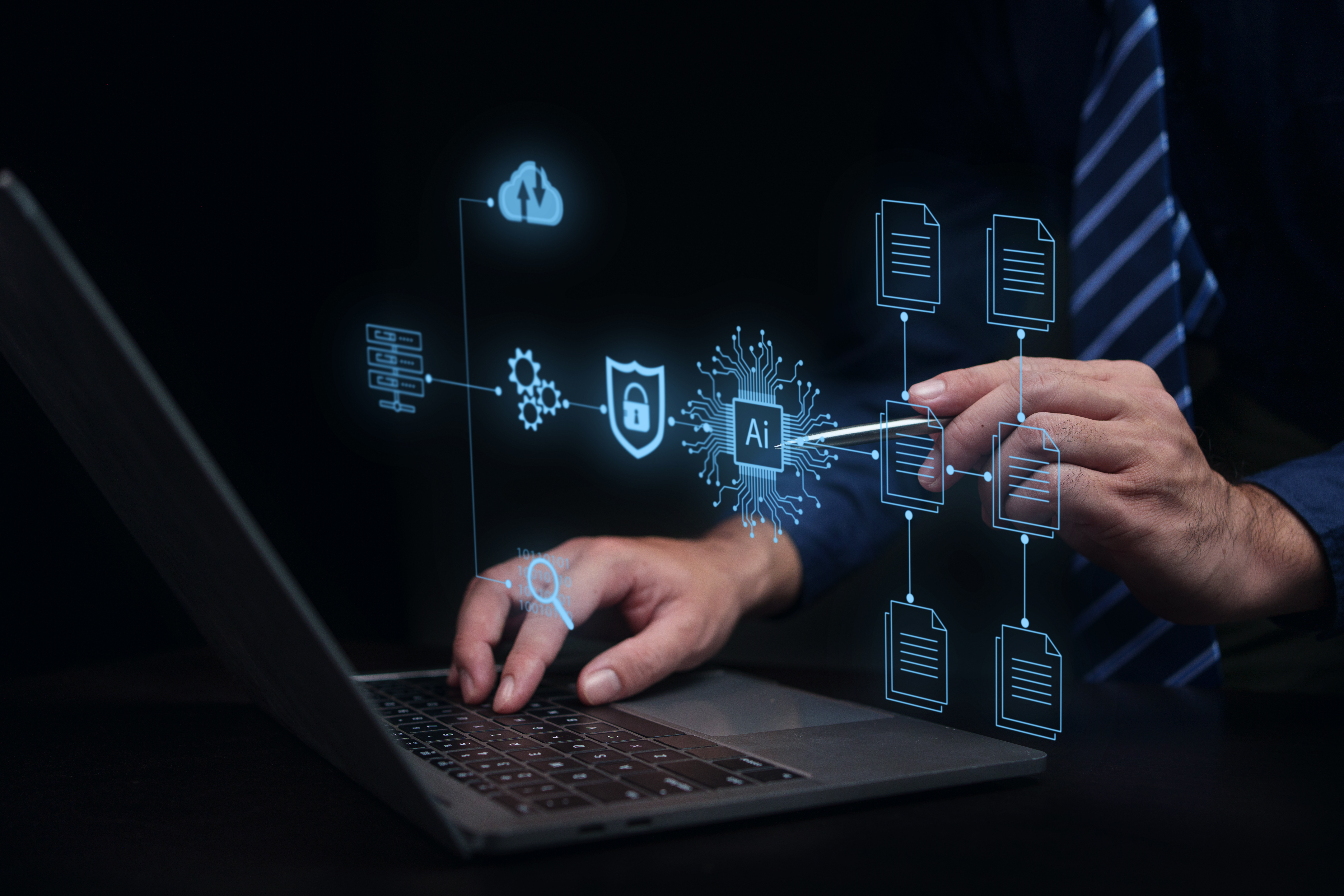 Hands at a computer