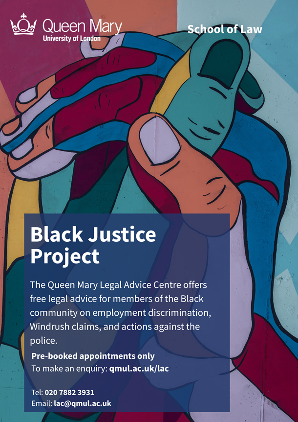 QMLAC Black Justice Project Clinic Poster