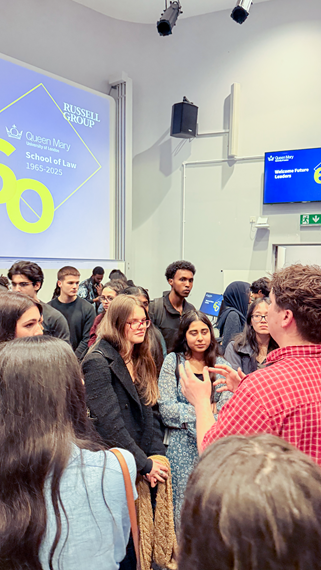 Panel Member Kelly in conversation with Future Leaders students at the event