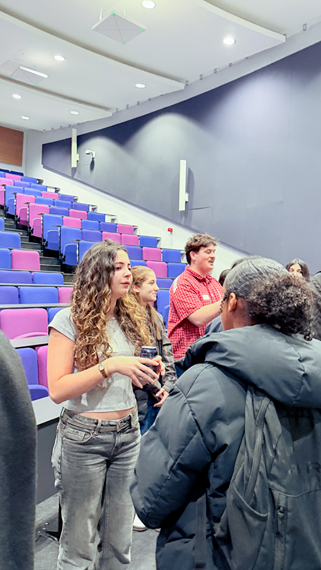 Panel Member Tara in conversation with Future Leaders students at the event