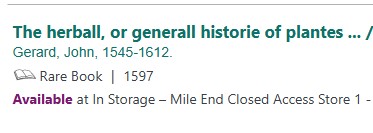 Screenshot of a Library record for 