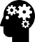 a clip art image of a head with wheels