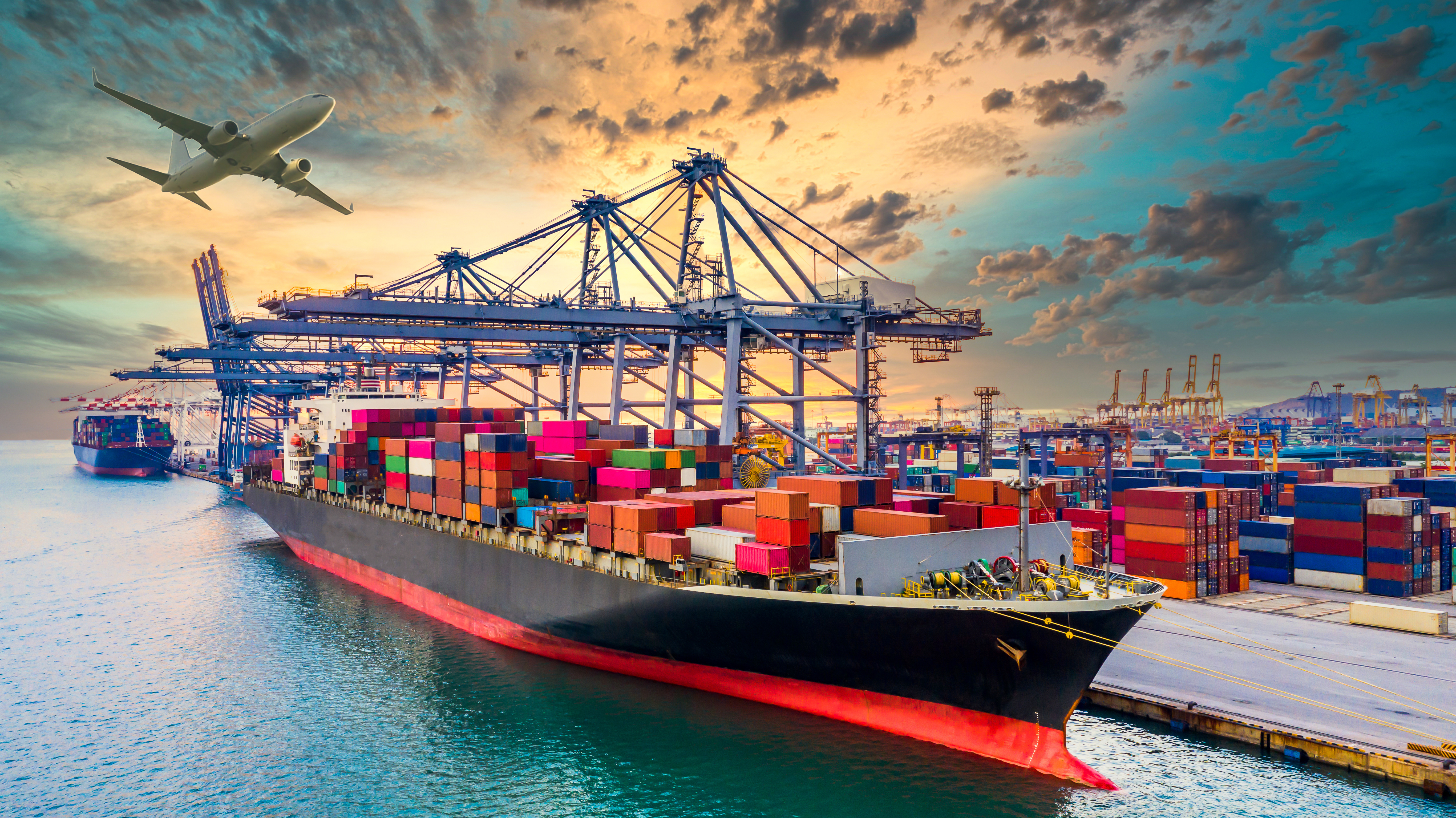 A shipping container yard