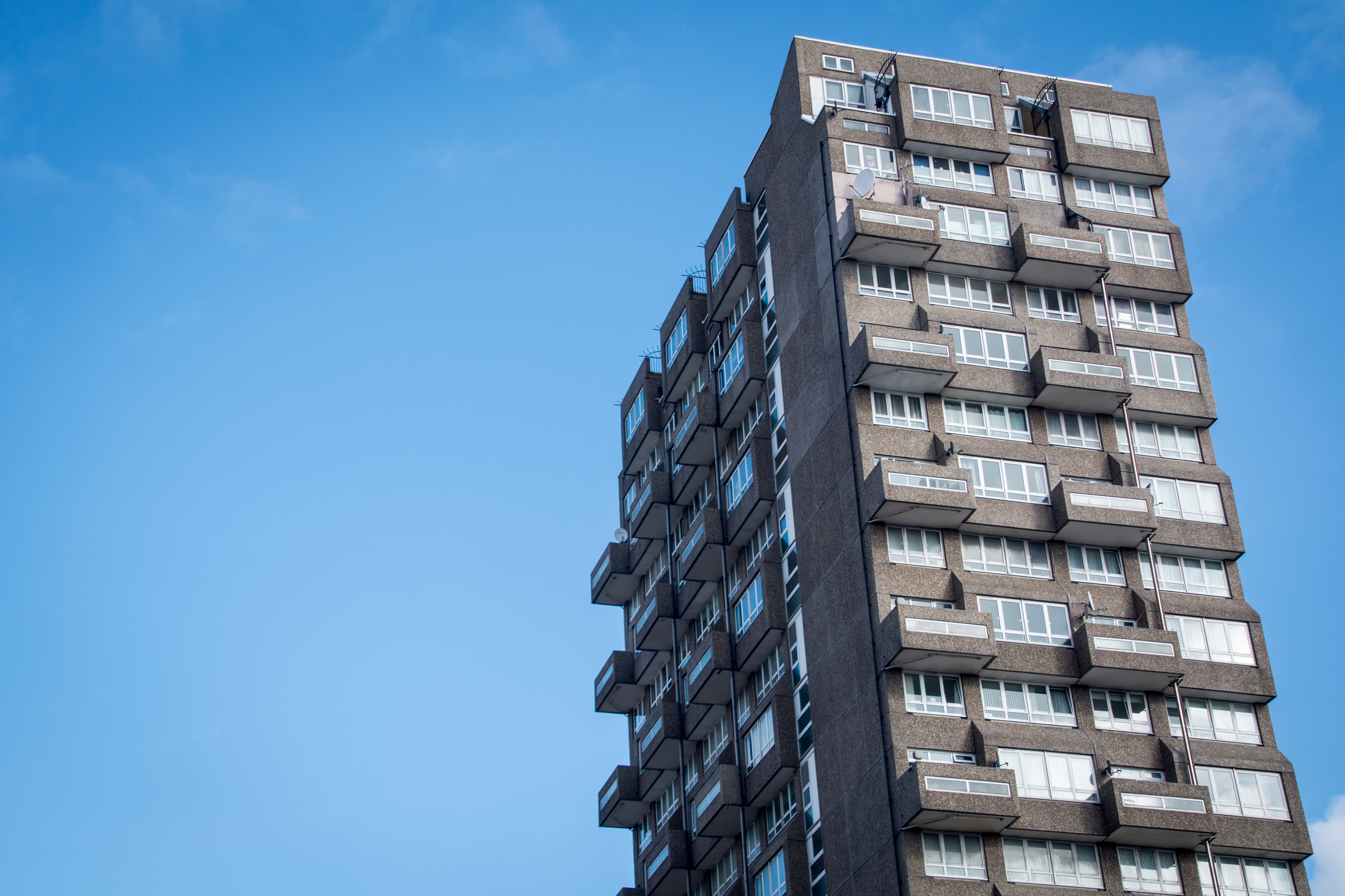 A block of flats in a city